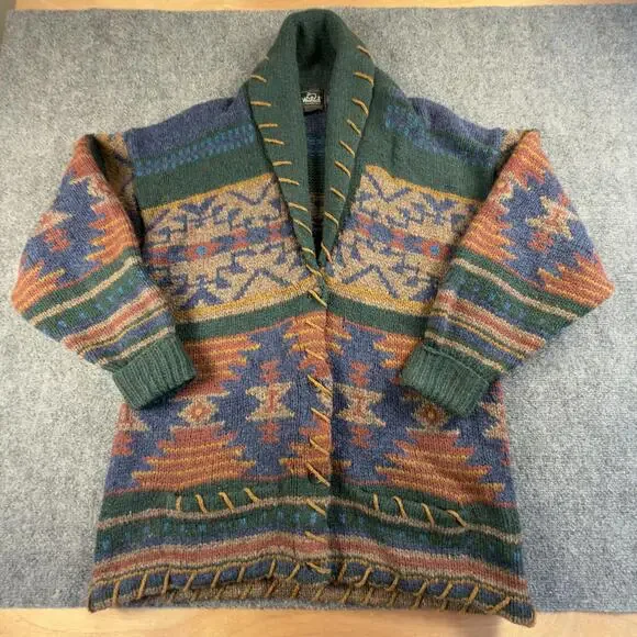Woolrich Mallard Wool Southwestern Blanket Cardigan Sweater Mens L #H - Picture 1 of 8